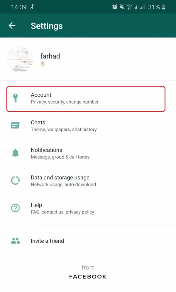 حذف اکانت واتساپ