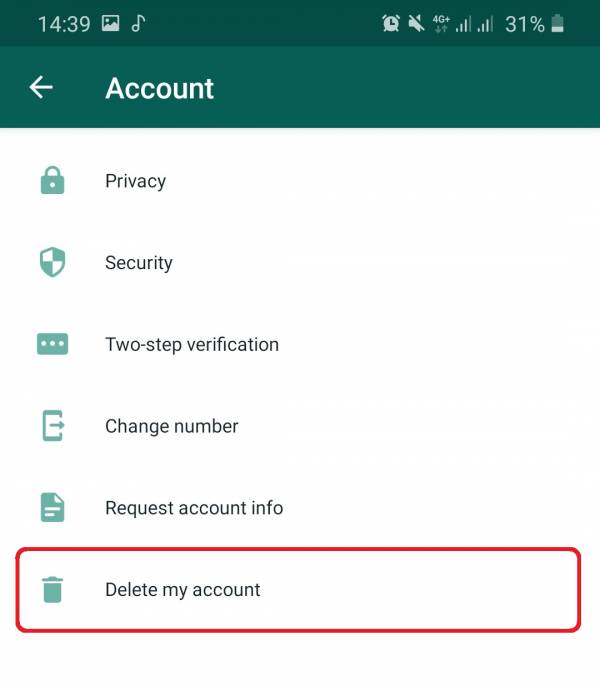 حذف اکانت واتساپ